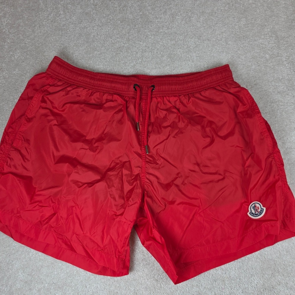 Moncler Swim Shorts Mens 2XL Red Boxer Mare Mesh Lined Drawstring Logo Patch